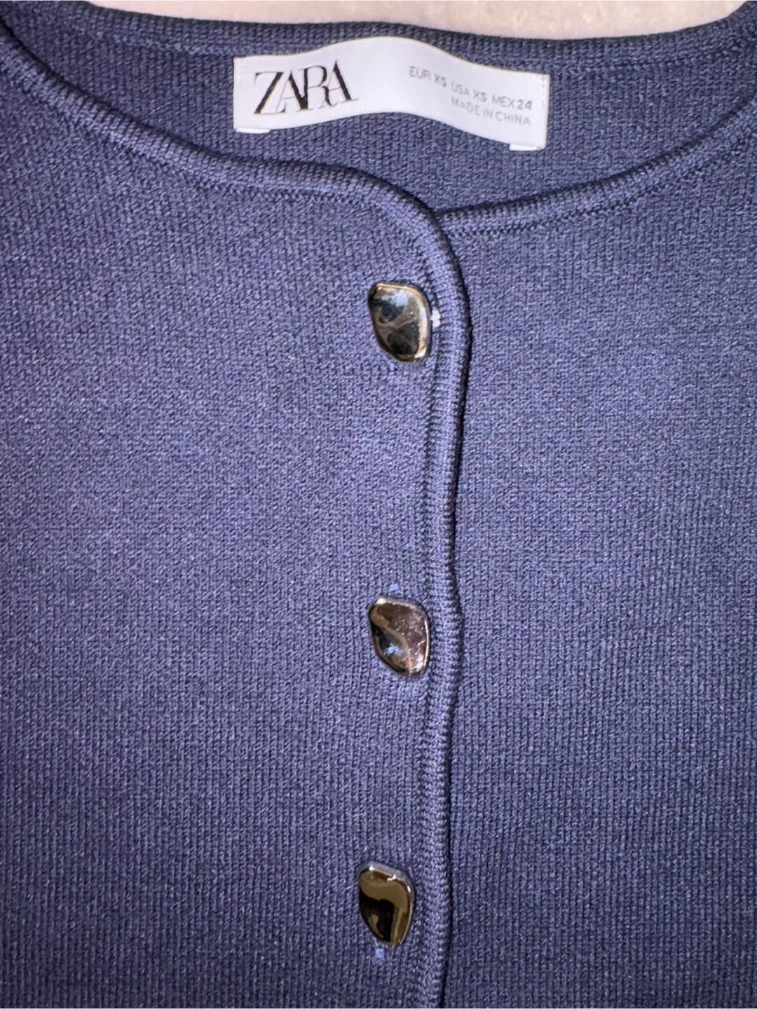 NEW ZARA Navy Knit Button-Up Vest Top - Size XS - photo 3