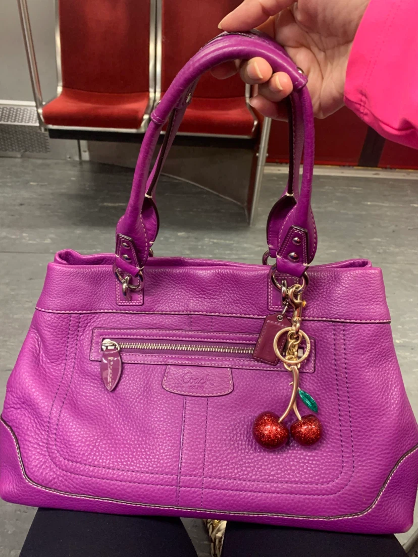 💜 Coach Penelope Hampton Purple Leather Tote Bag 💜