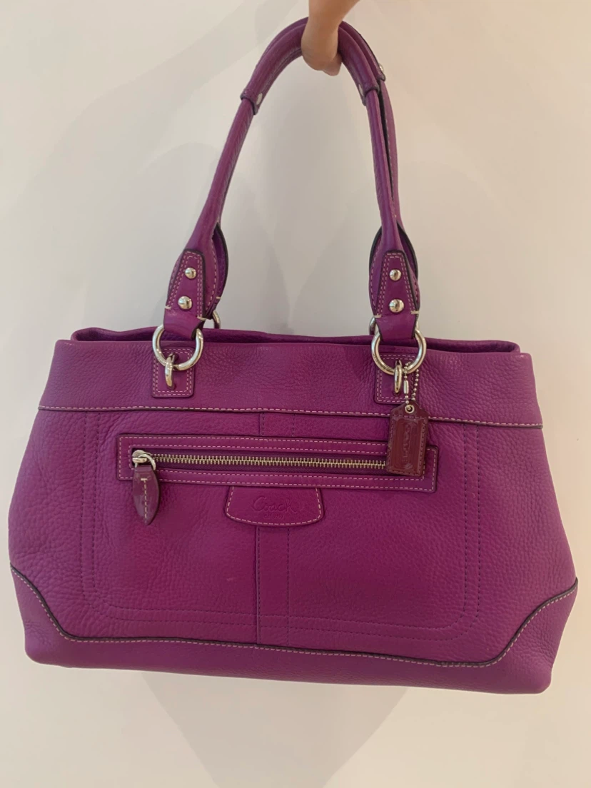 💜 Coach Penelope Hampton Purple Leather Tote Bag 💜 - photo 2