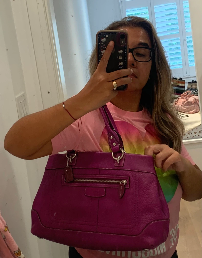 💜 Coach Penelope Hampton Purple Leather Tote Bag 💜 - photo 4