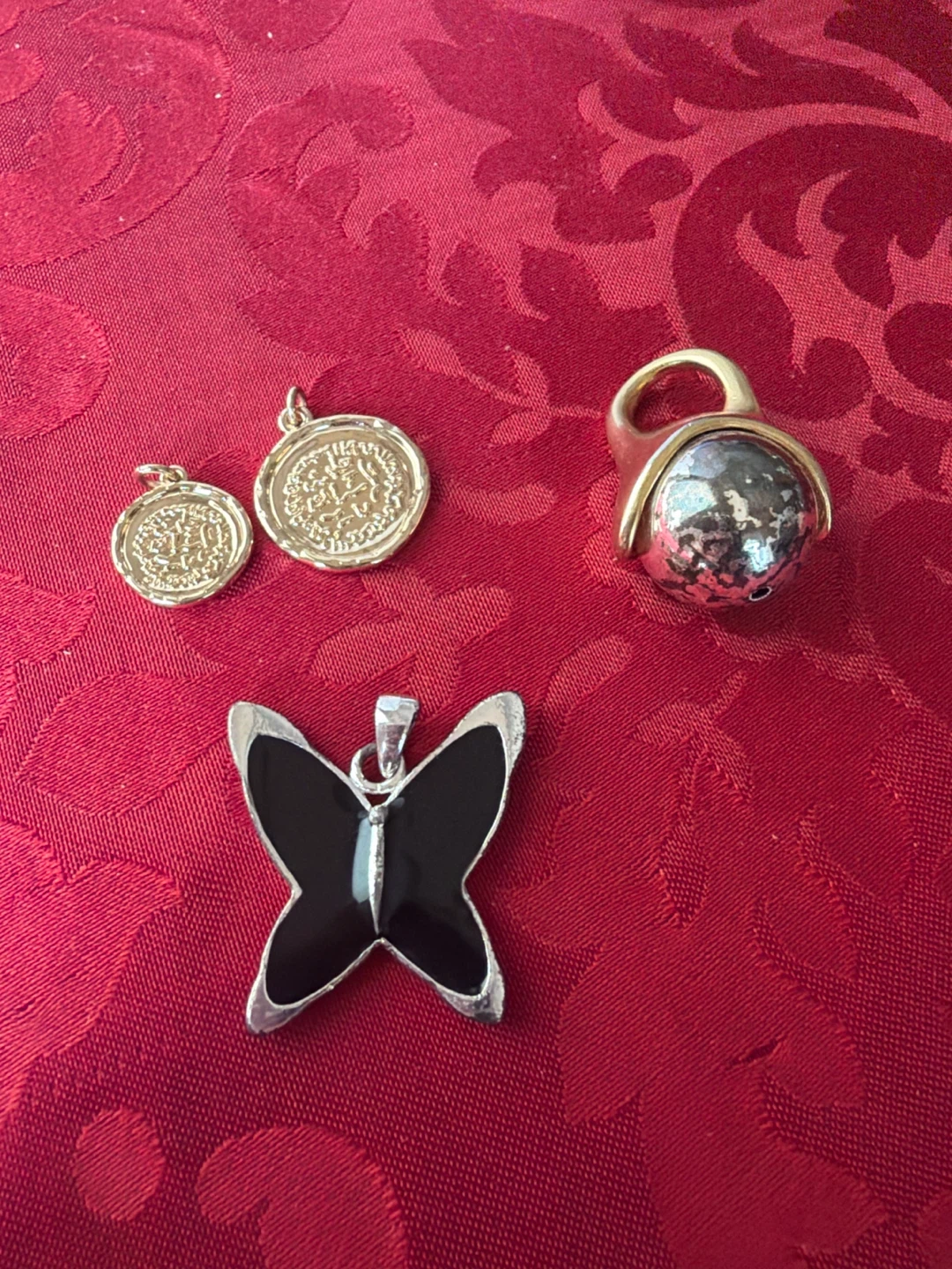 Pendants: Butterfly, Coins, and Ball Charm