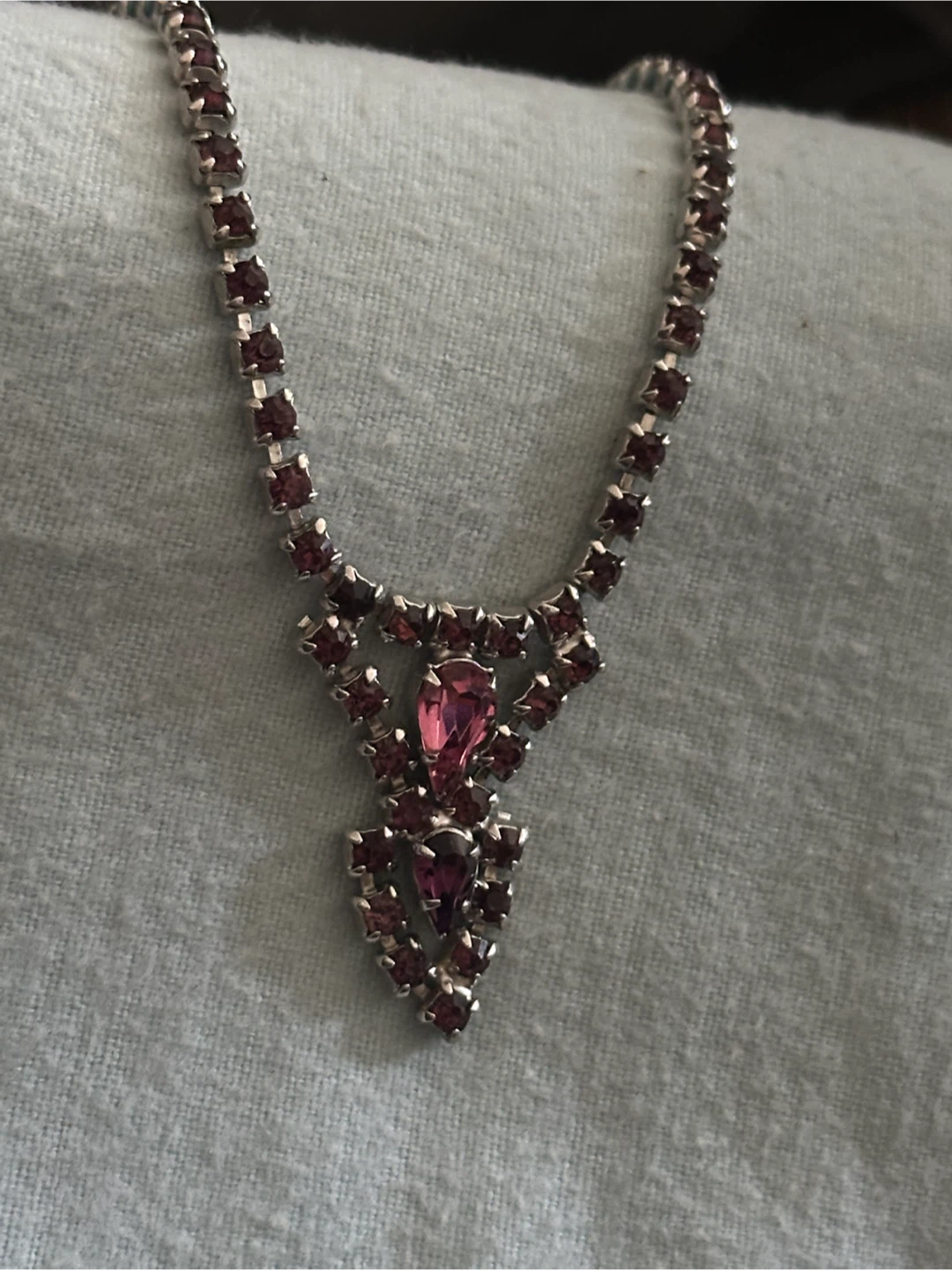 Rare Signed BELLE 1950s Pink Purple Rhinestone Choker
