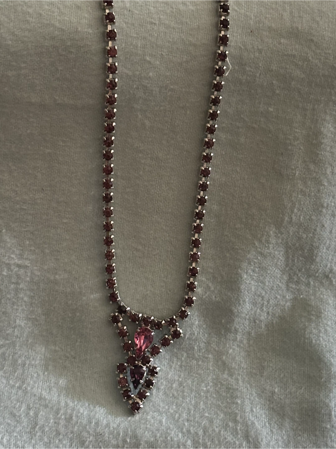 Rare Signed BELLE 1950s Pink Purple Rhinestone Choker - photo 2