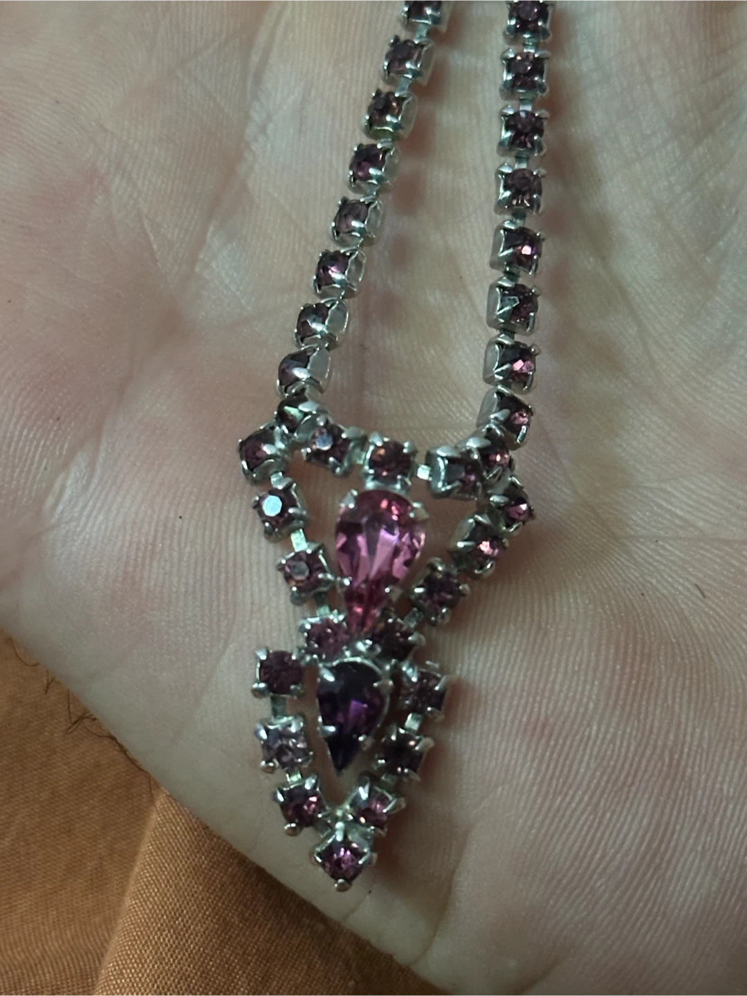 Rare Signed BELLE 1950s Pink Purple Rhinestone Choker - photo 4