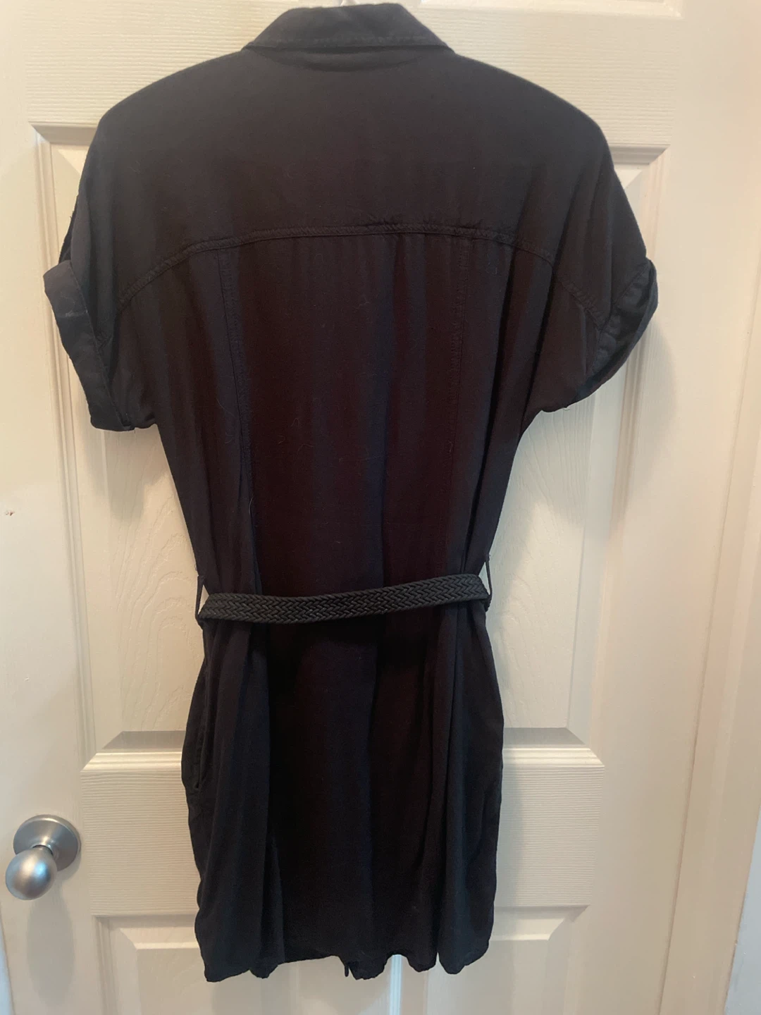 GUESS Black Short-Sleeve Belted Shirt Dress - photo 2