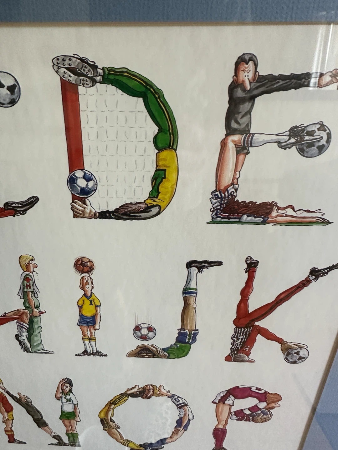 CUTE VINTAGE KID ROOM WALL ART PAINTING SOCCER ALPHABET - photo 2