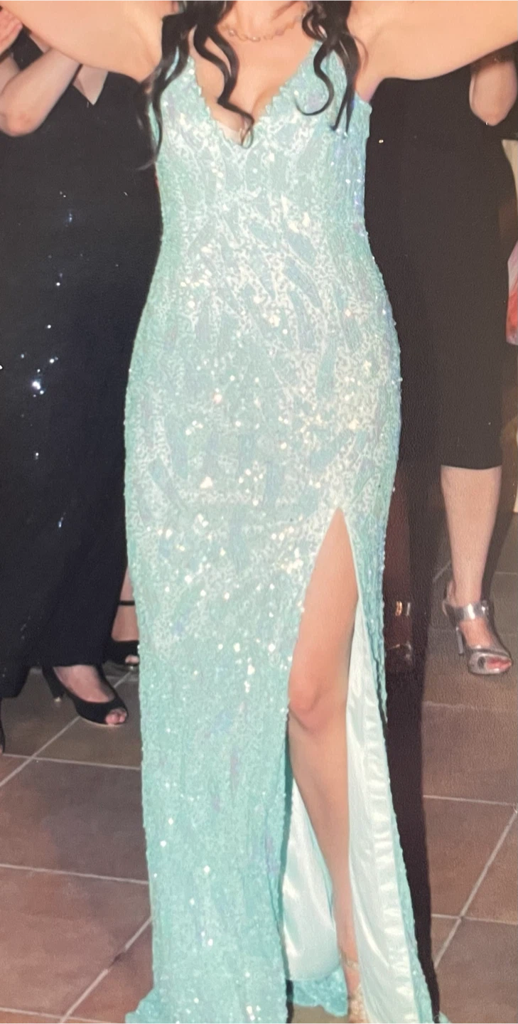 Sparkly Teal Sequin Gown
