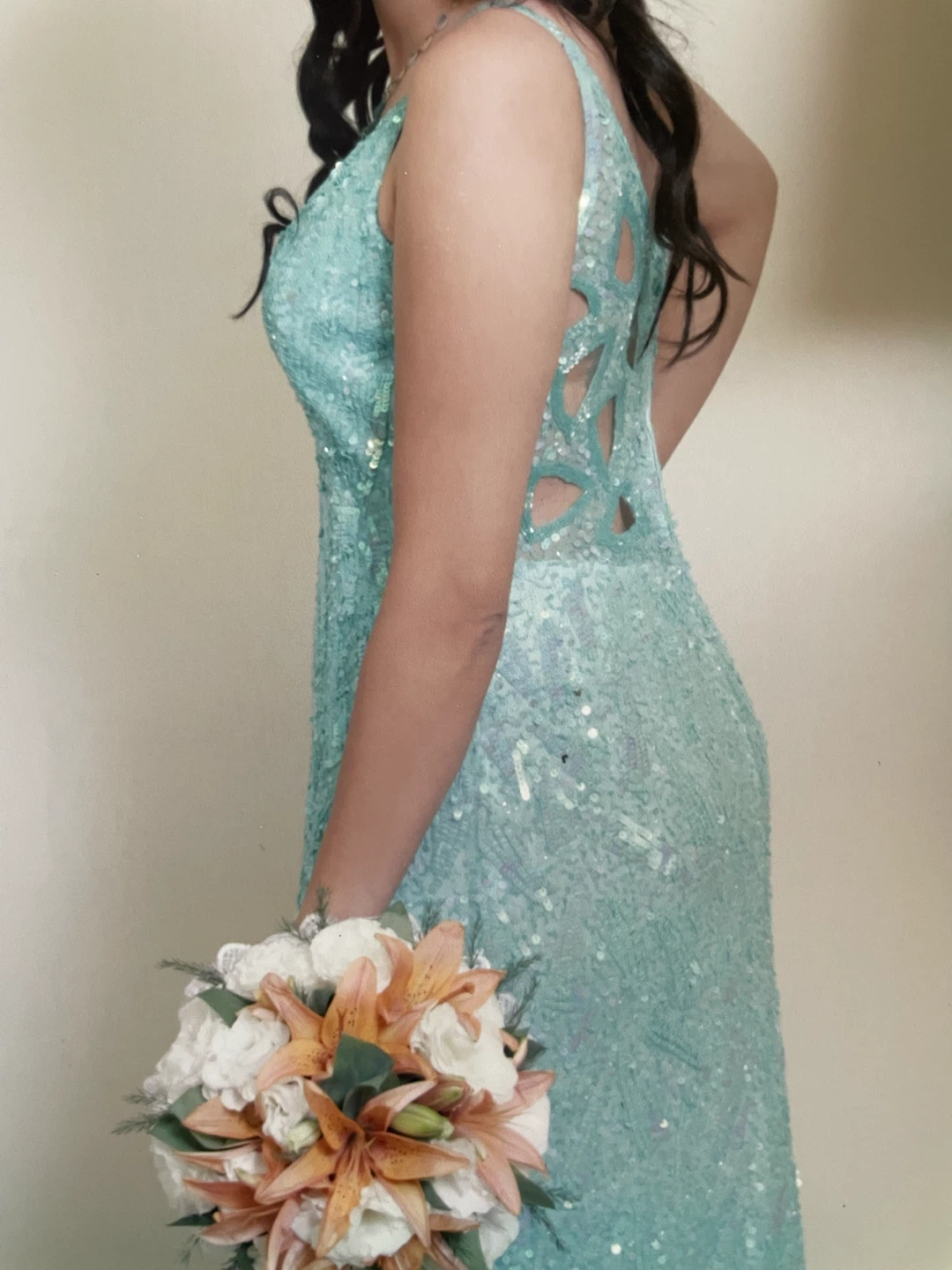 Sparkly Teal Sequin Gown - photo 2