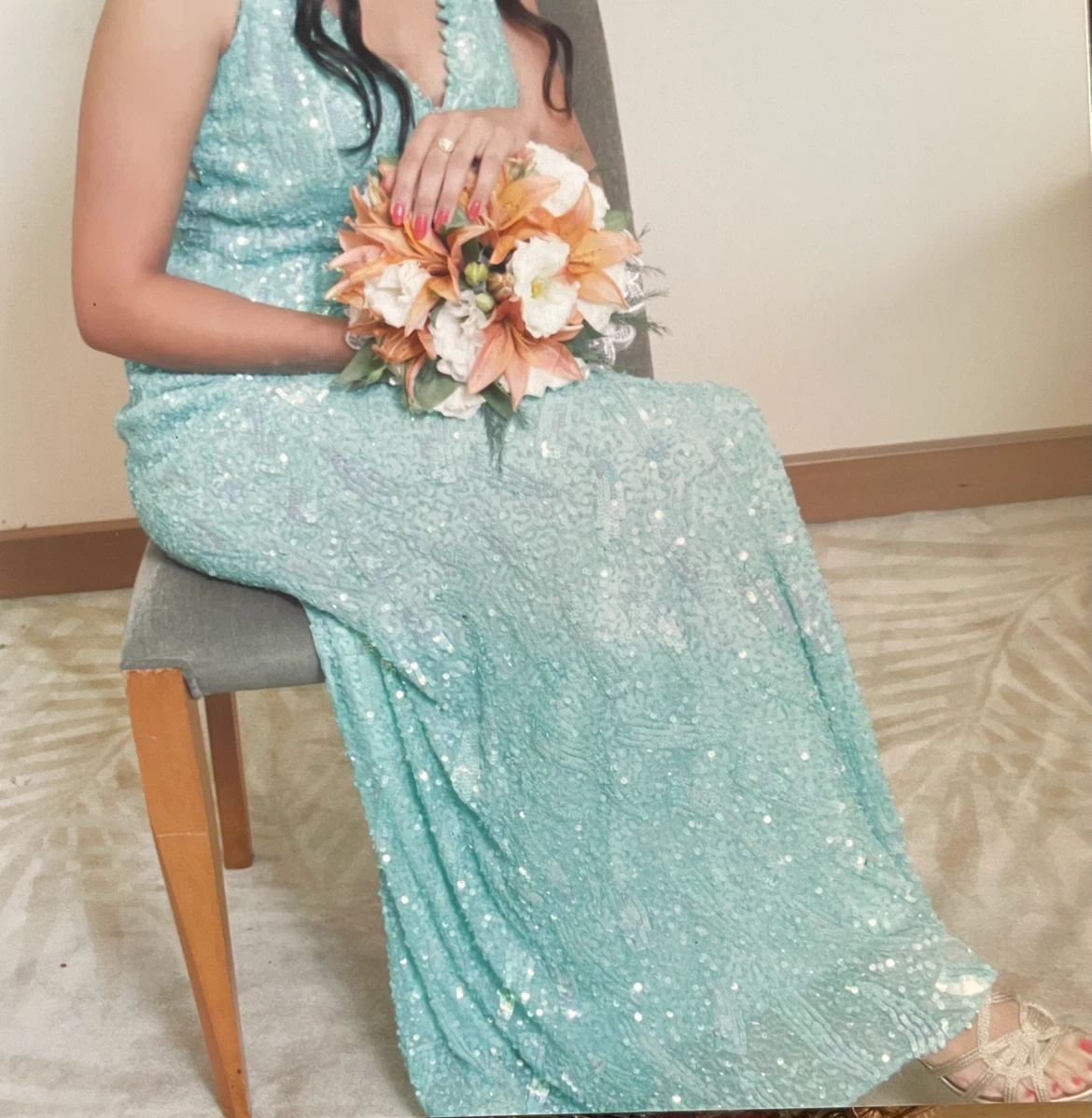 Sparkly Teal Sequin Gown - photo 4