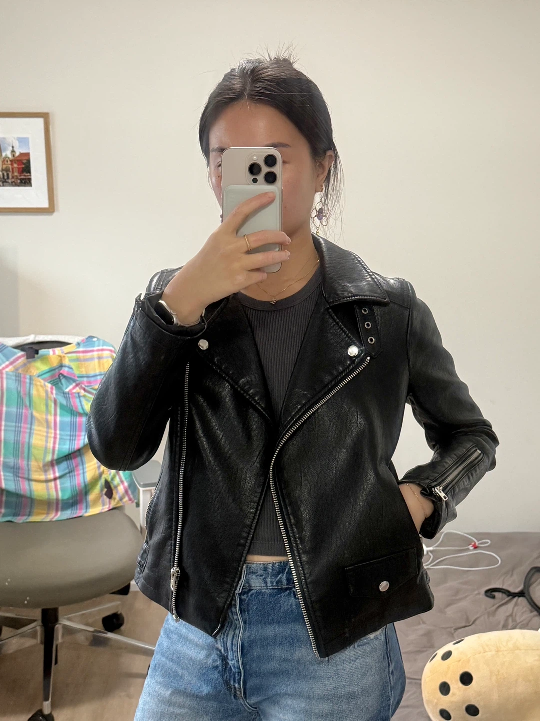 TOPSHOP Black Faux Leather Jacket - photo 2