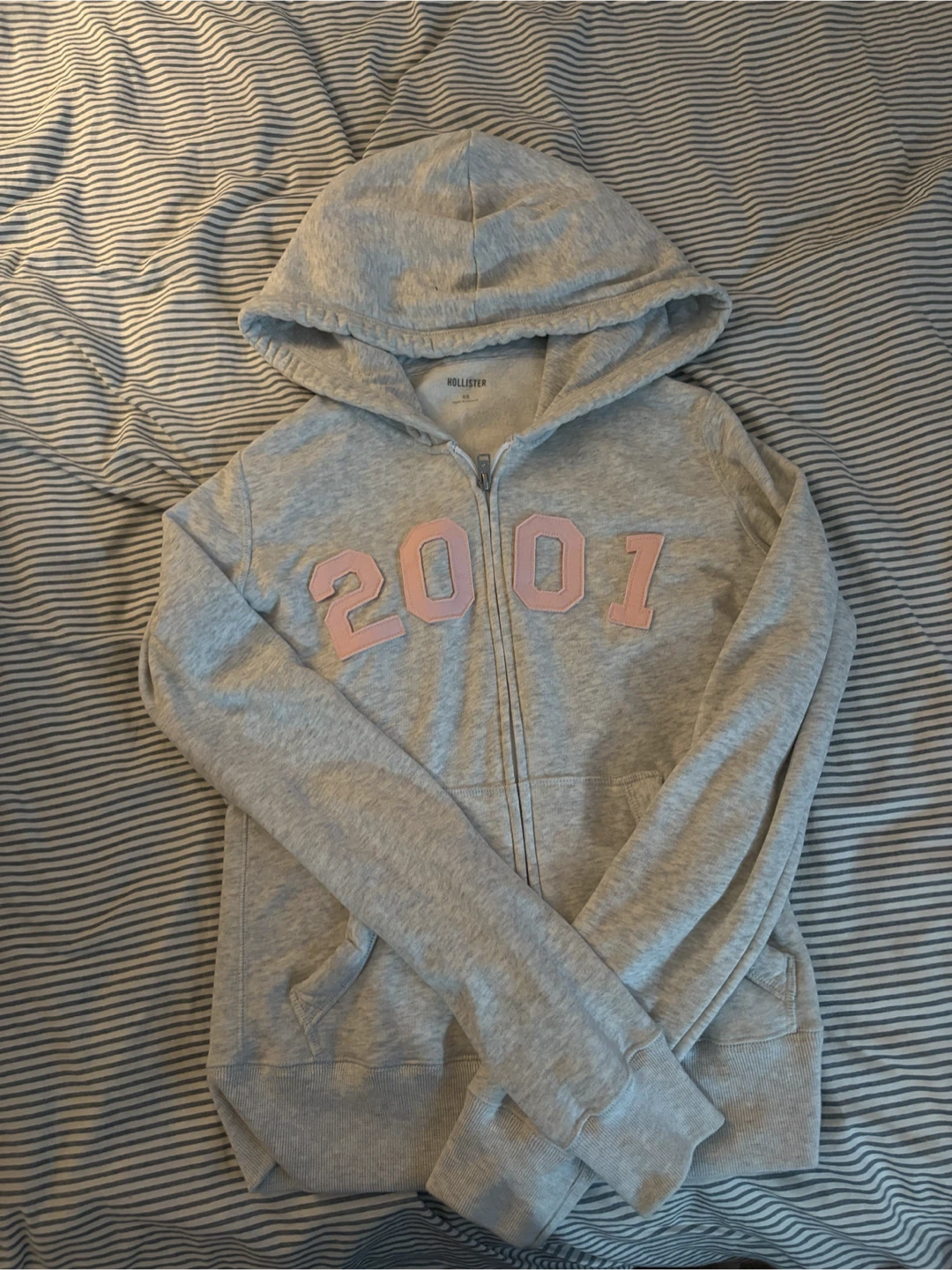 Hollister Grey "2001" Full Zip Hoodie XS