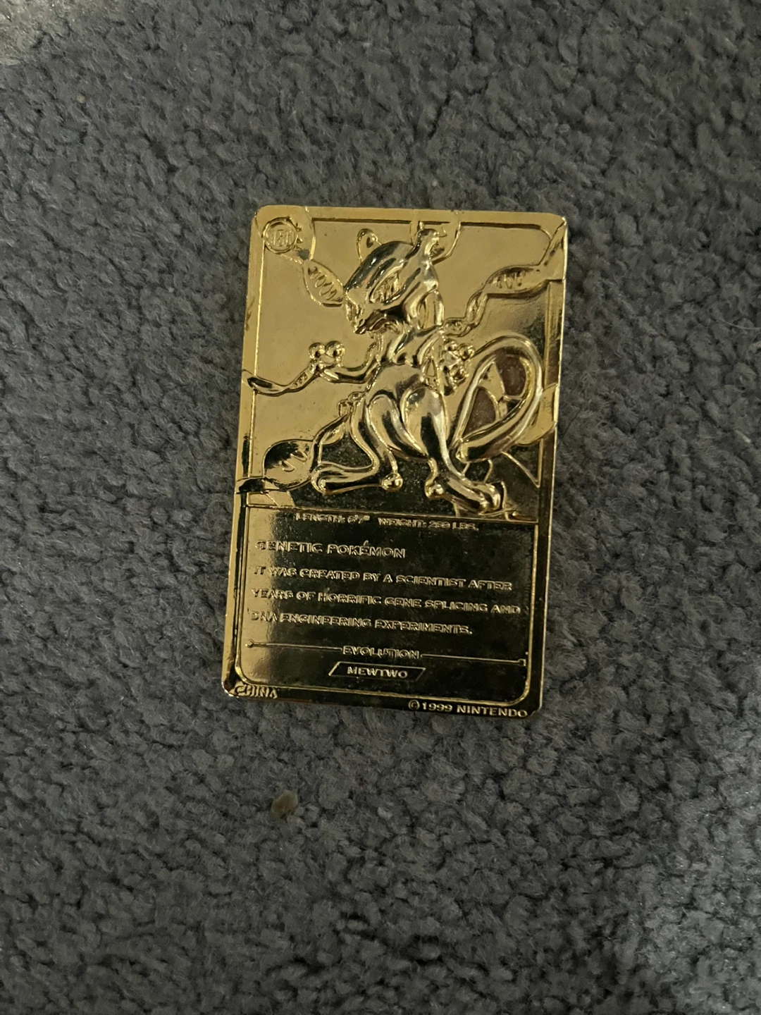 Gold Plated Pokemon Mewtwo Card Replica