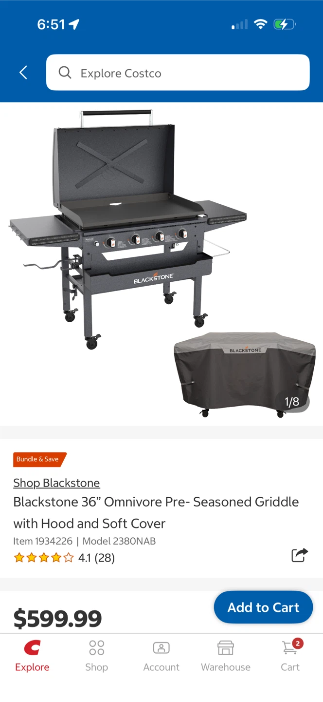 Blackstone 36" Omnivore Griddle with Hood & Soft Cover