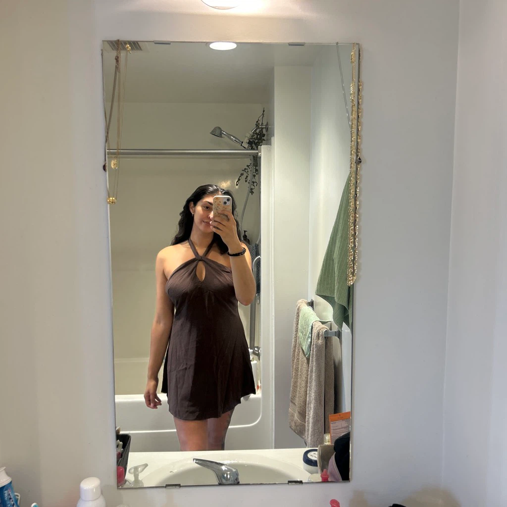 BNWT- adorable brown halter dress (pepper mayo)