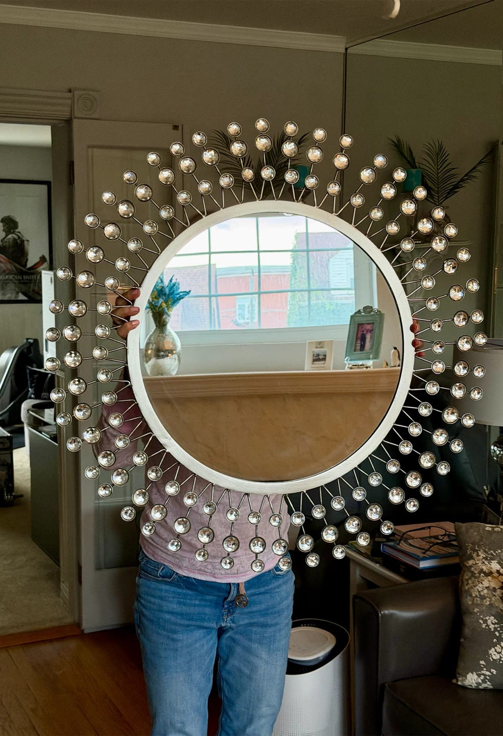 BEAUTIFUL ROUND SILVER MIRROR
