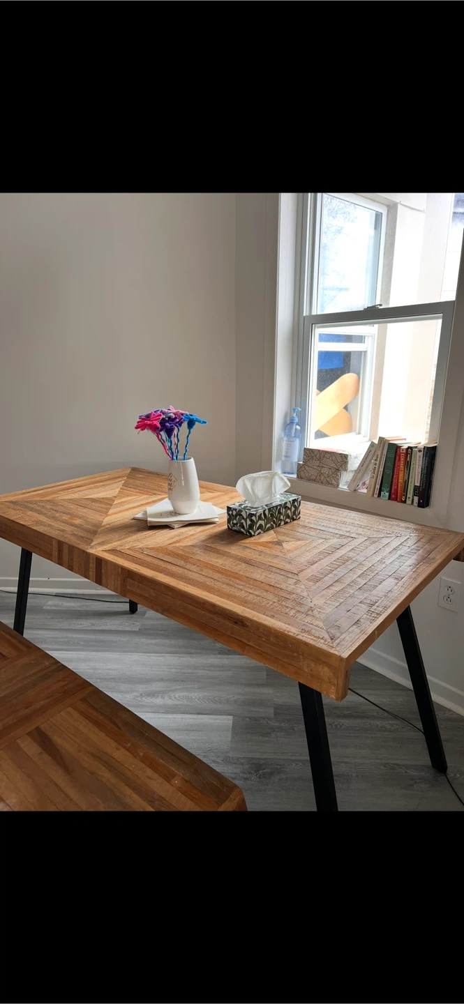 Dining Room Table and Bench (set) Recycled Teak (for sale) - photo 2