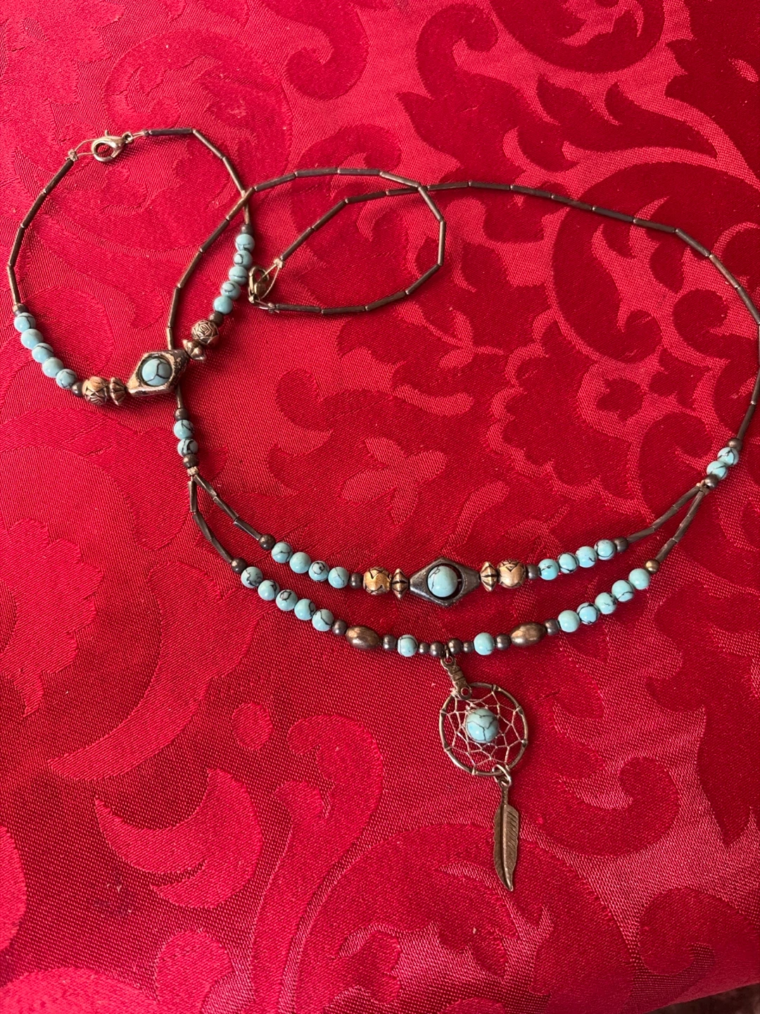 Turquoise Beaded Necklaces Set  and Tree of Life Pendants - photo 5