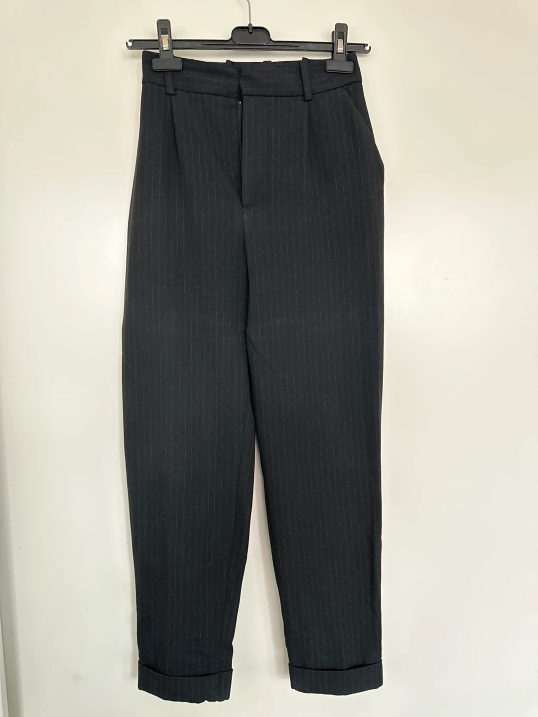 ZARA Pinstripe Trousers - Black - XS fits XXS