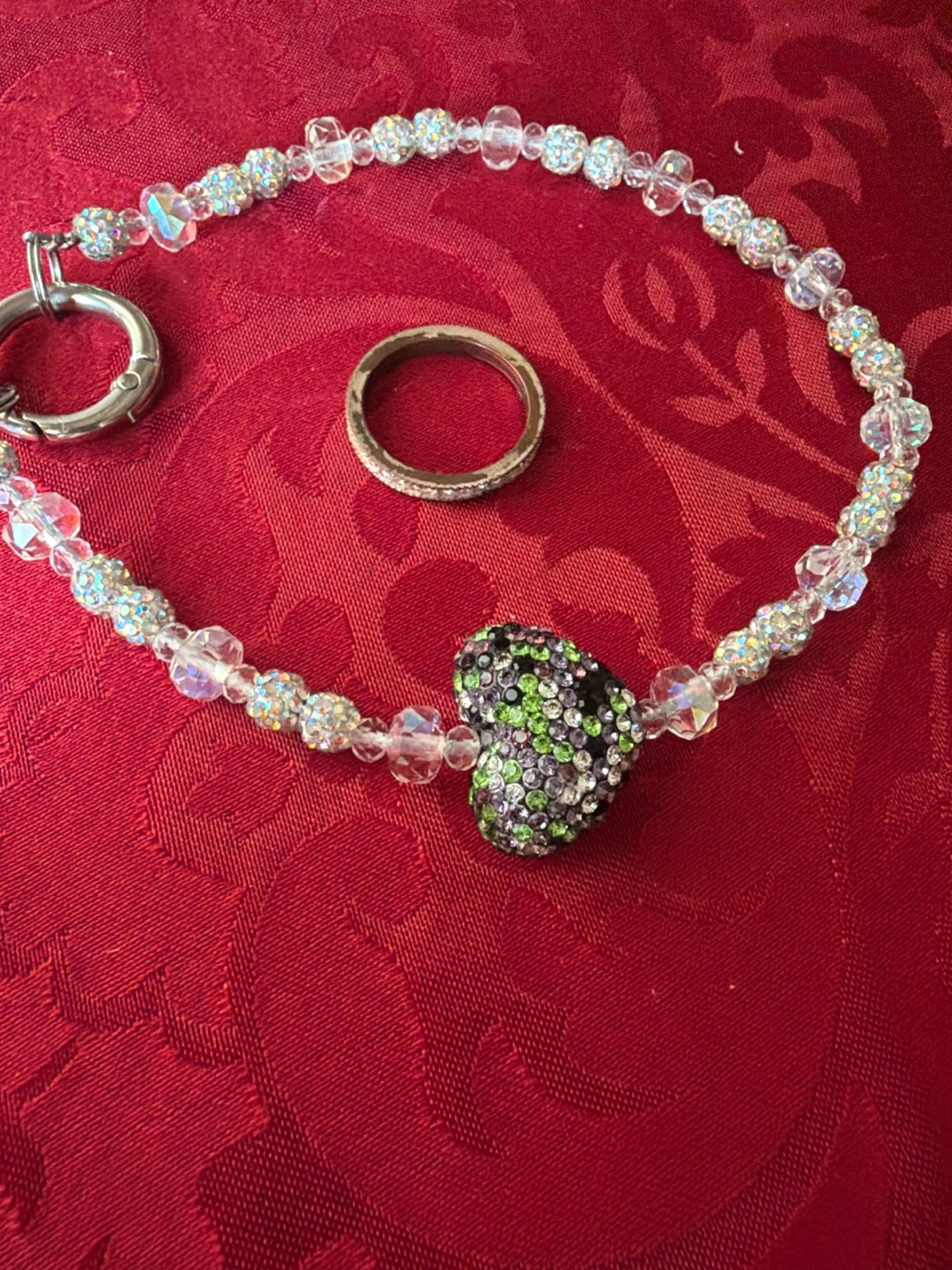 Sparkly Heart Keychain and Ring Set