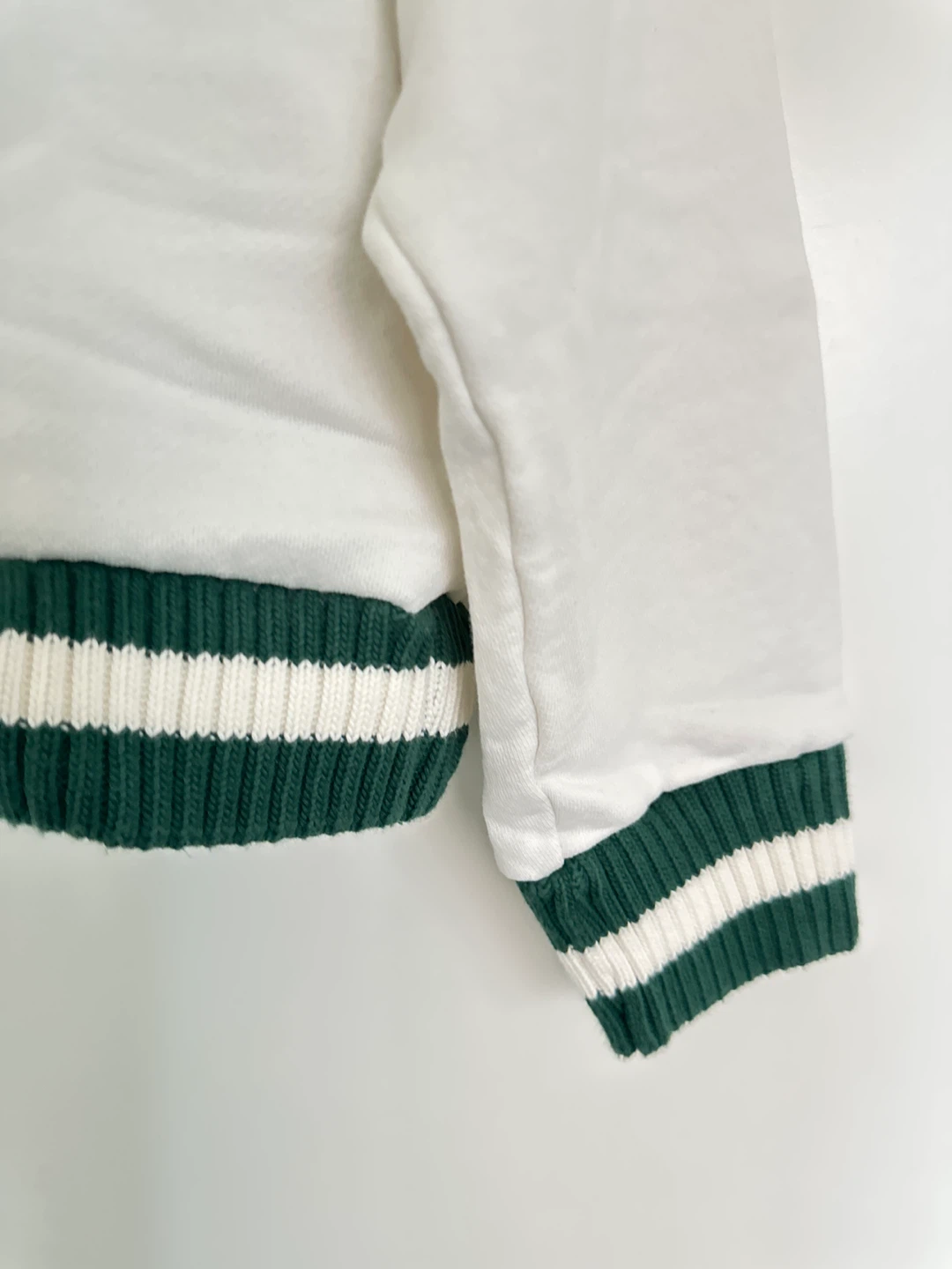 ZARA White Sweatshirt with Green Stripe Detail - Size M - photo 4