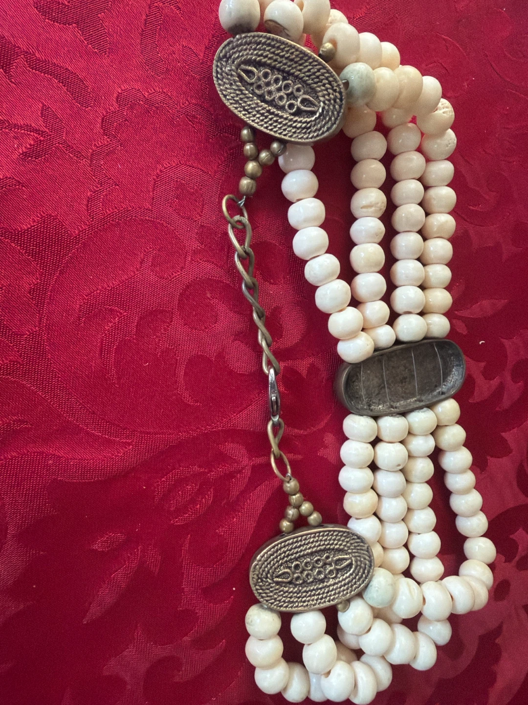 Ivory Toned Beaded Bracelet with Metal Accents - photo 2
