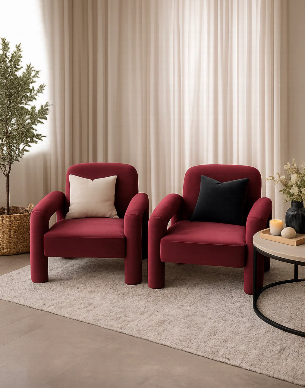 Velvet Accent Chairs - Set of 2