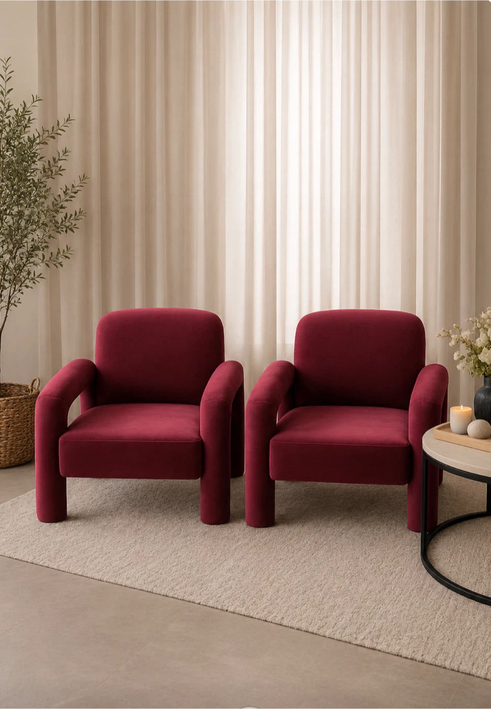 Velvet Accent Chairs - Set of 2 - photo 2