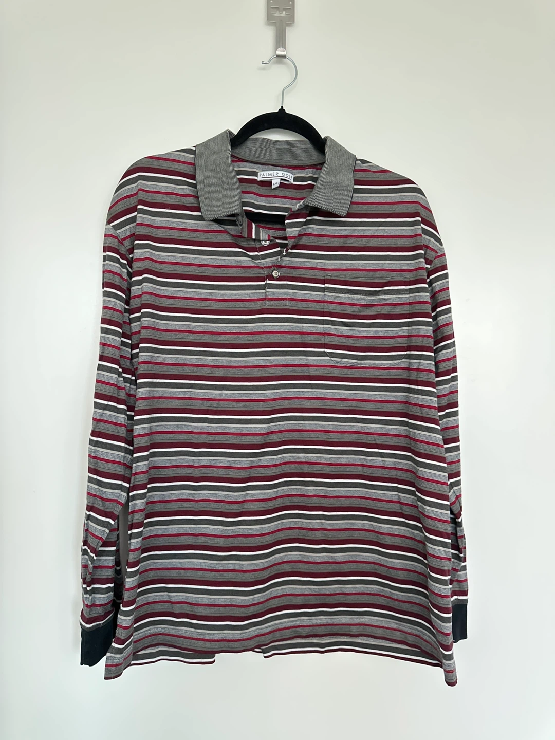 Palmer Golf Long Sleeve Striped Polo Shirt - Size L