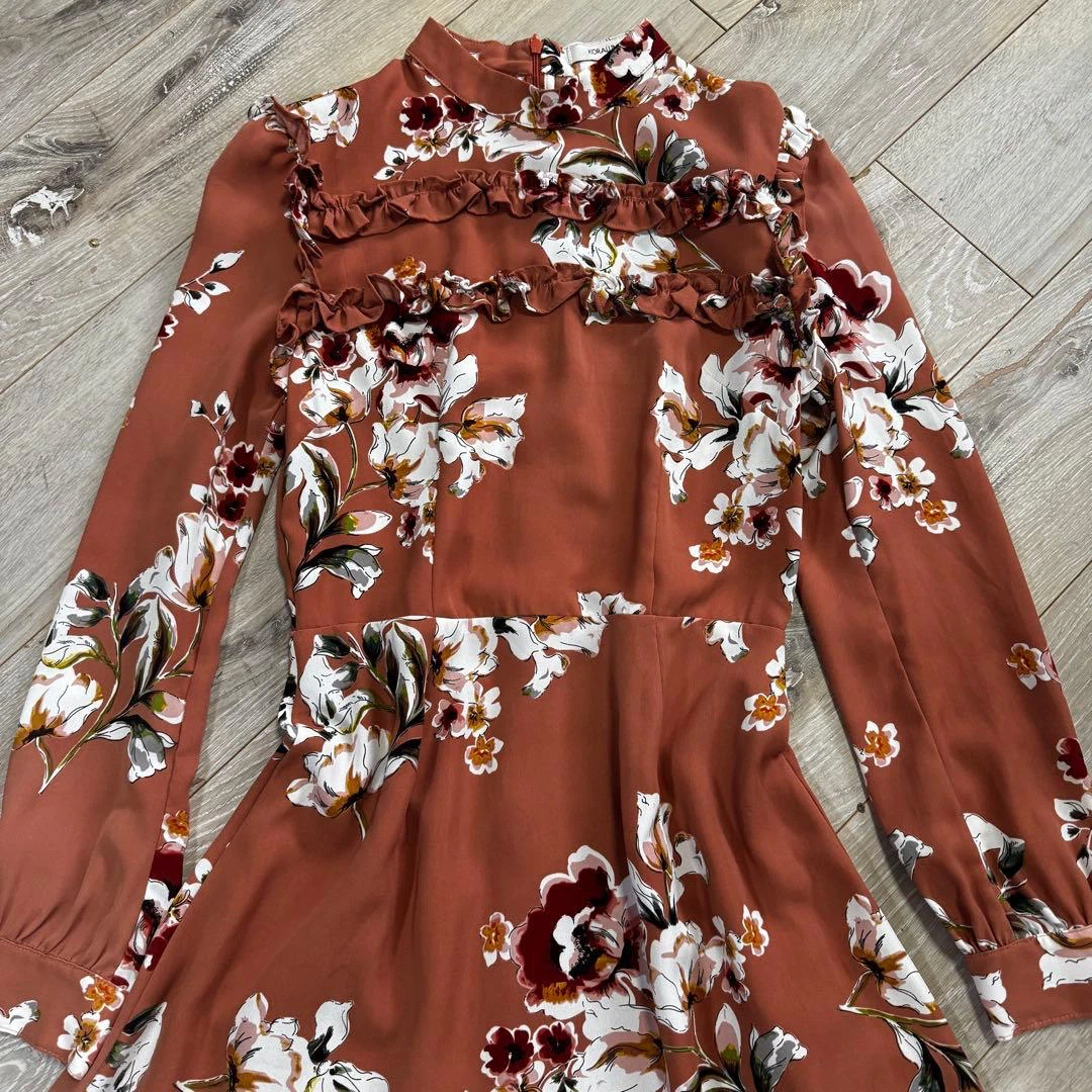 KORALLINE Floral Print Ruffle Dress Size M - photo 2