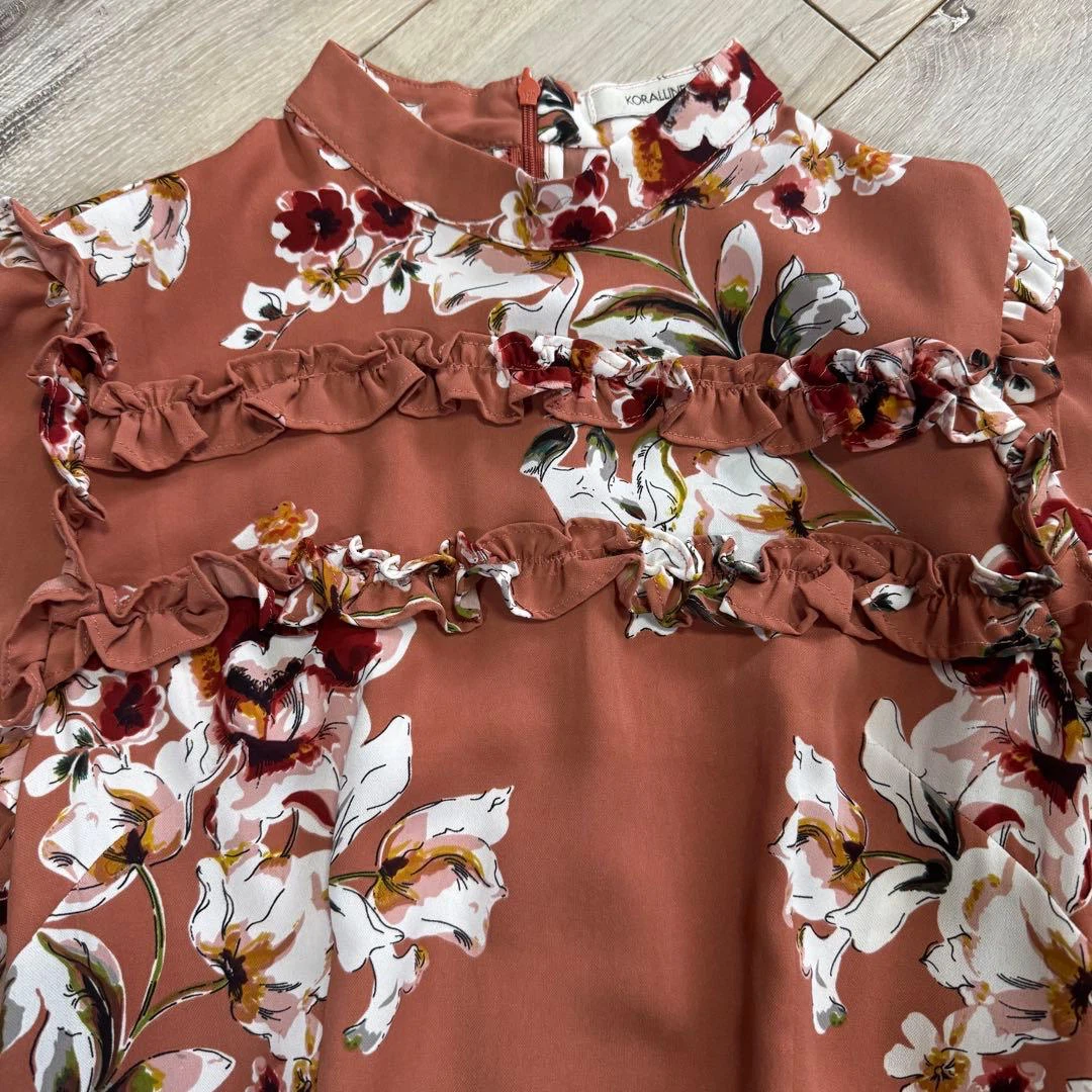 KORALLINE Floral Print Ruffle Dress Size M - photo 3