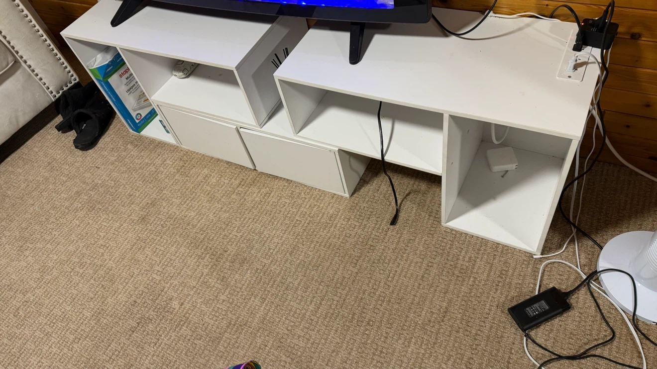 White media console with drawers