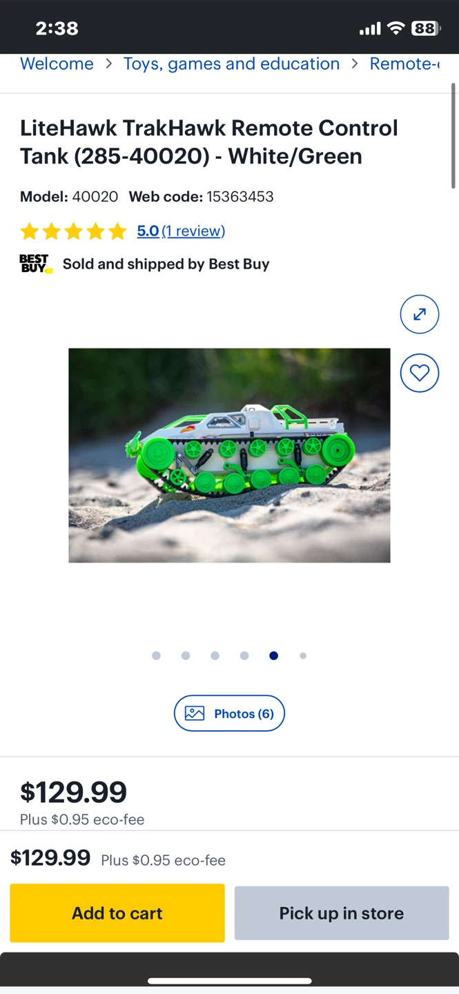 LiteHawk TrakHawk Remote Control Tank - White/Green - photo 5
