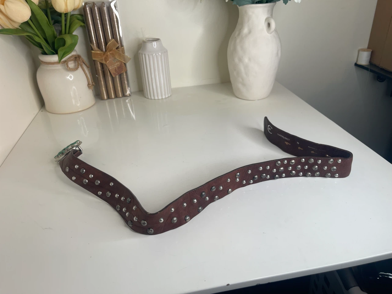 Roberto Cavalli Studded Belt with Snake Buckle - photo 3