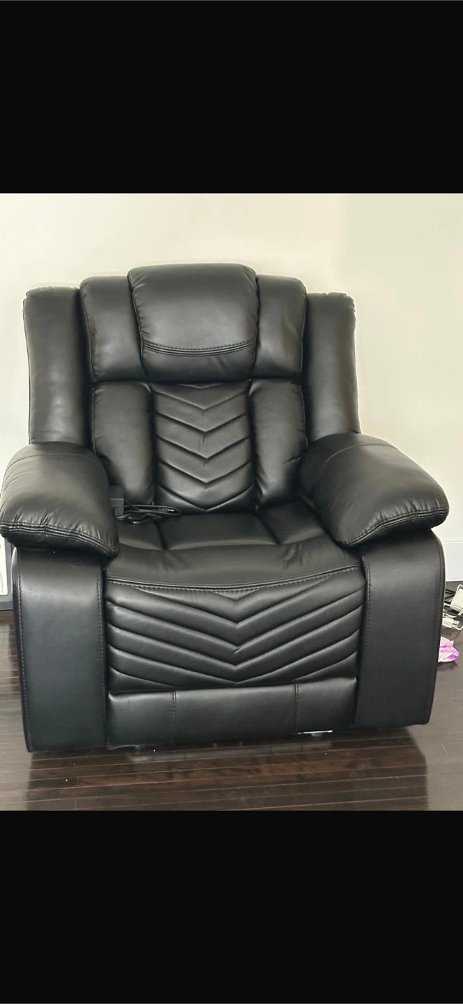 Black Leather Reclining Loveseat and Armchair Set