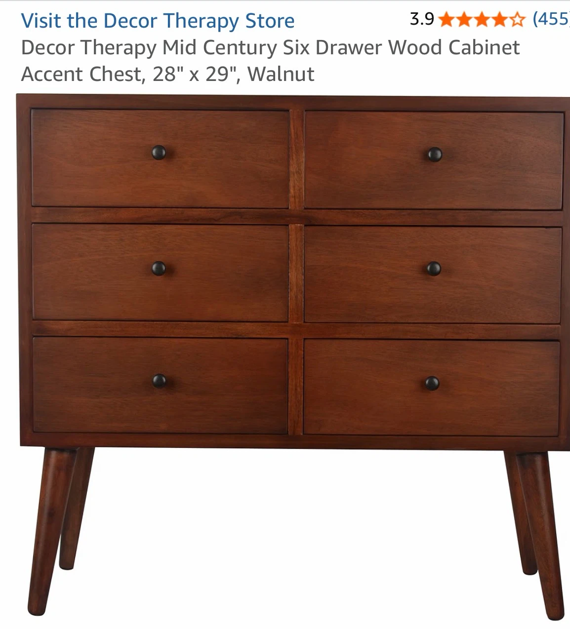 Decor Therapy - Mid Century Six Drawer Wood Cabinet Accent Chest
