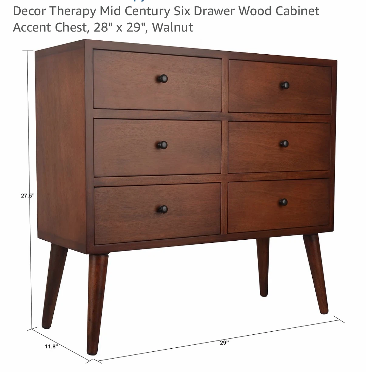 Decor Therapy - Mid Century Six Drawer Wood Cabinet Accent Chest - photo 2