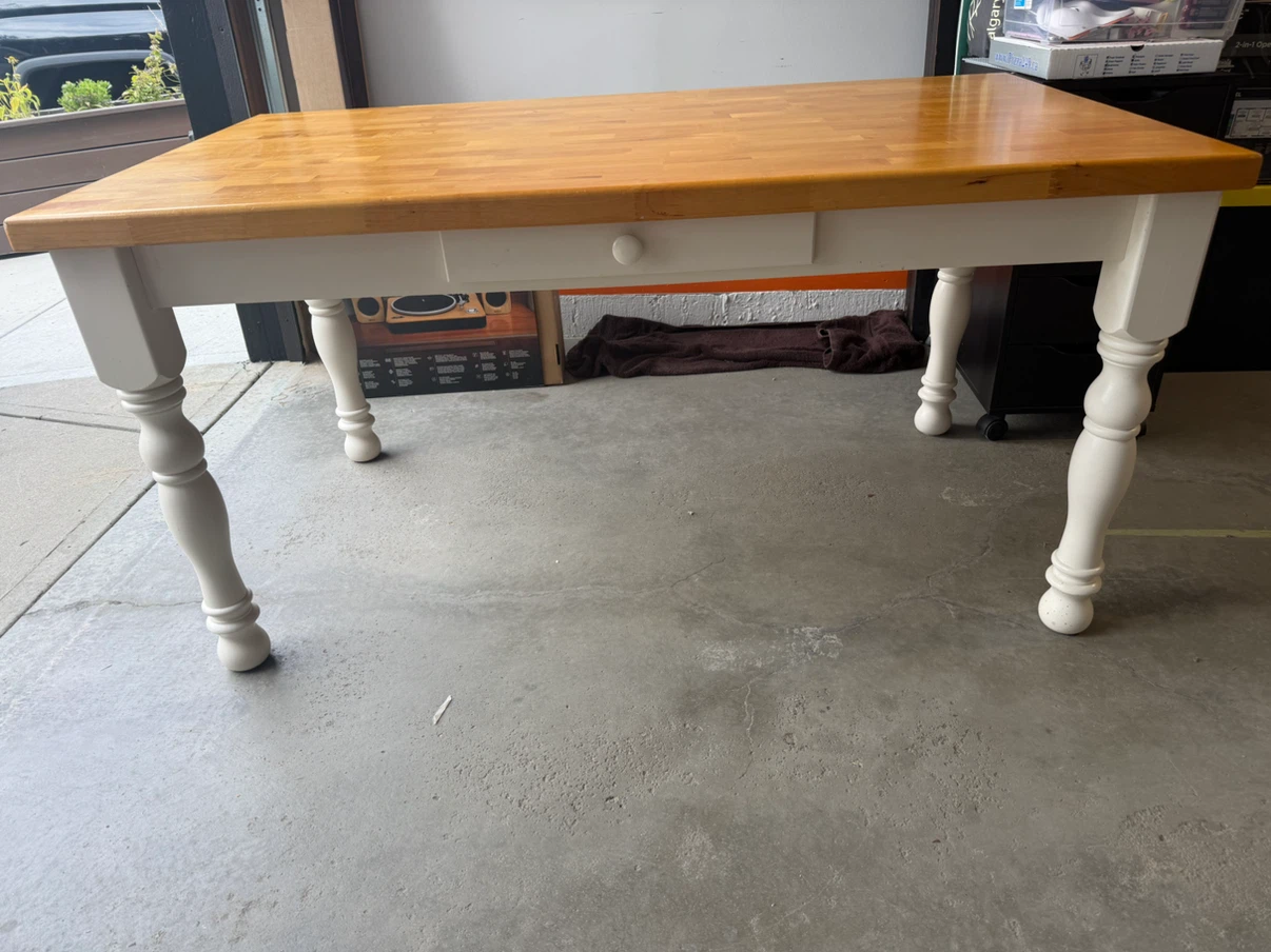 Wooden Kitchen Table with Drawer