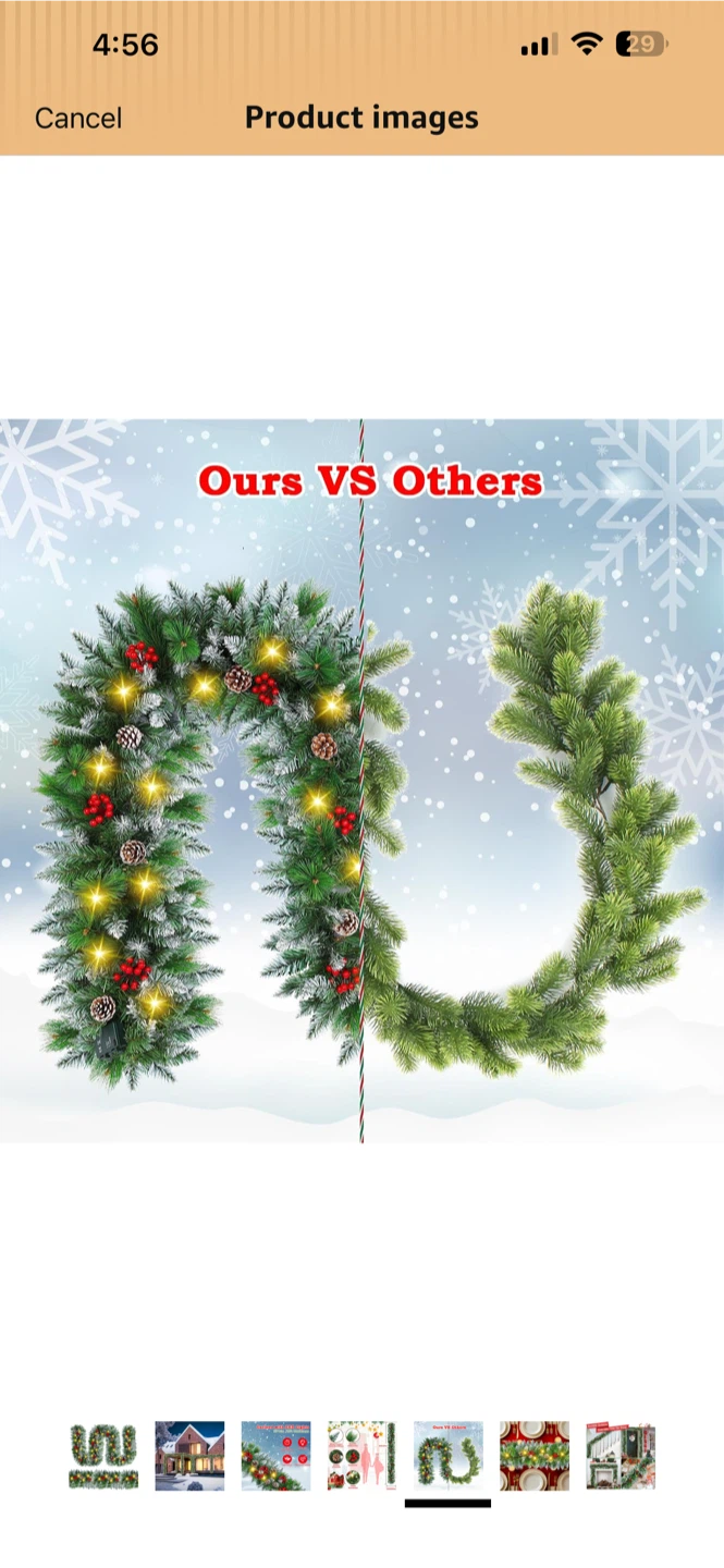 Yifdego 9FT Pre-Lit Flocked Christmas Garland with LED Lights - photo 4