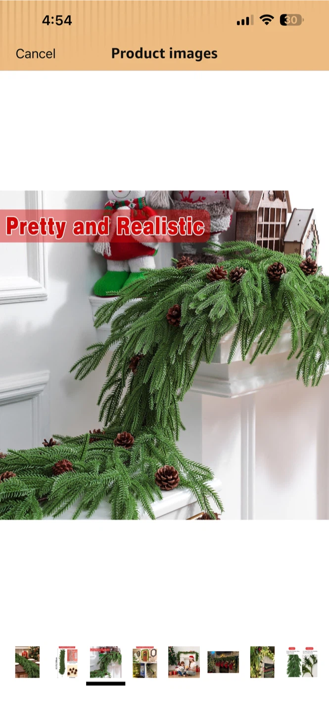 6.5 ft Christmas Garland with Lights & Pinecones - photo 3