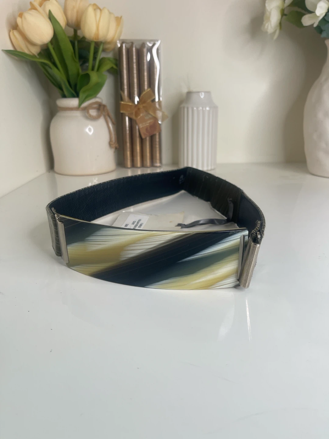 Italian Resin Belt - Olive - Size L