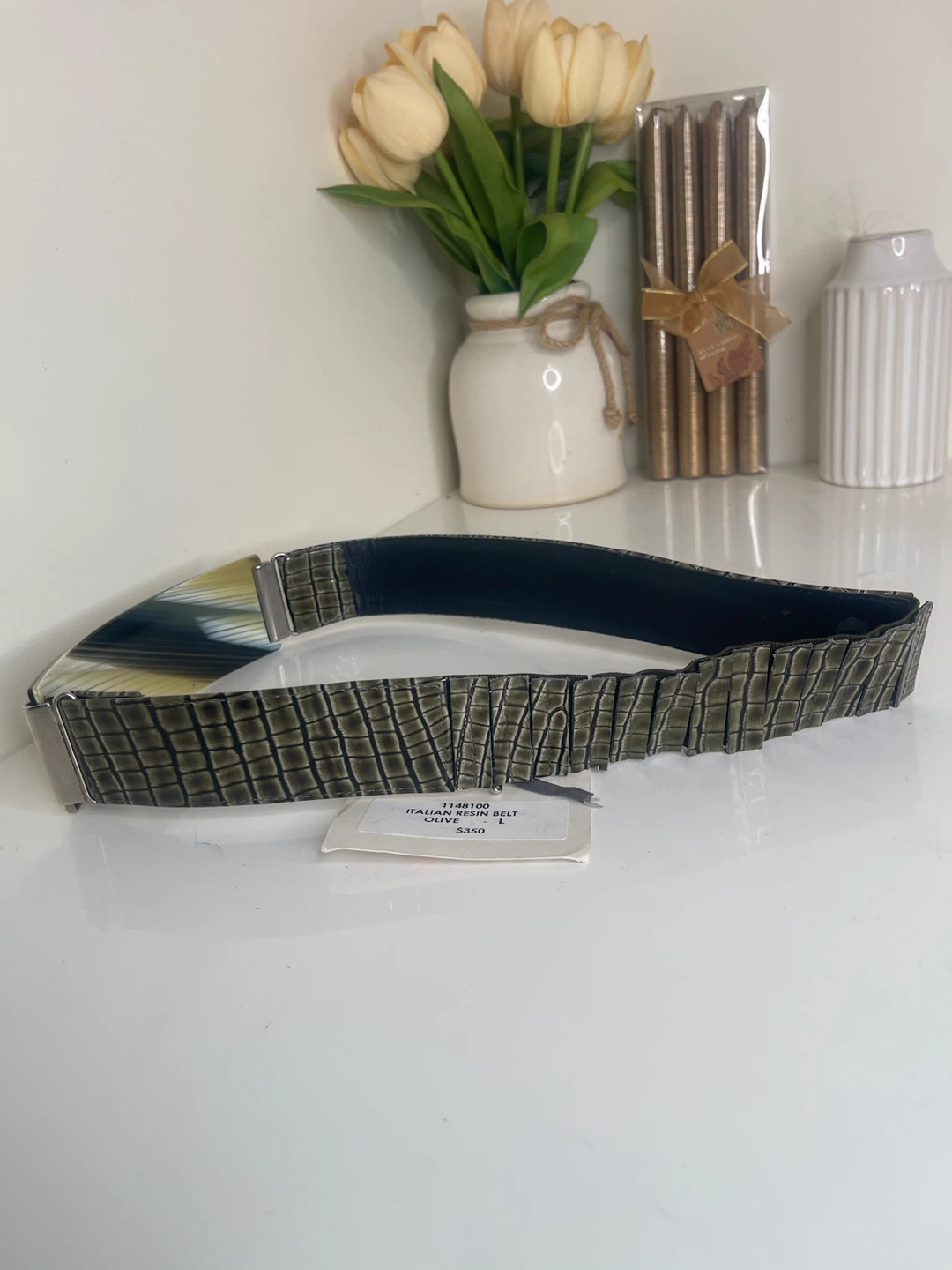 Italian Resin Belt - Olive - Size L - photo 4