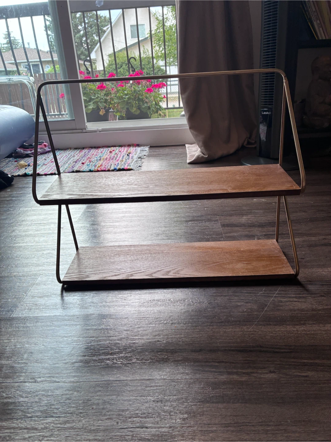 Two-Tiered Wood and Metal Shelf - photo 2
