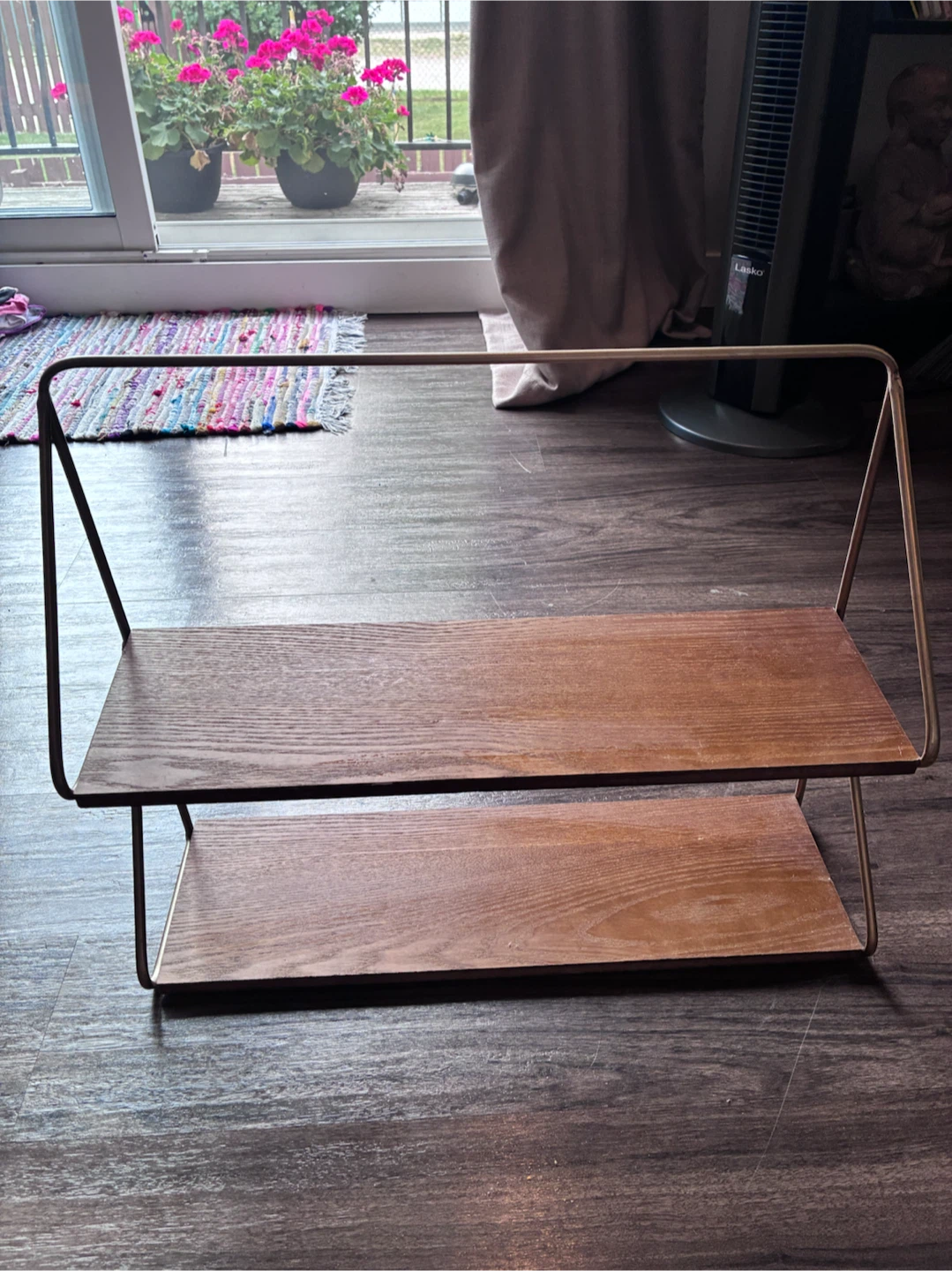 Two-Tiered Wood and Metal Shelf - photo 3