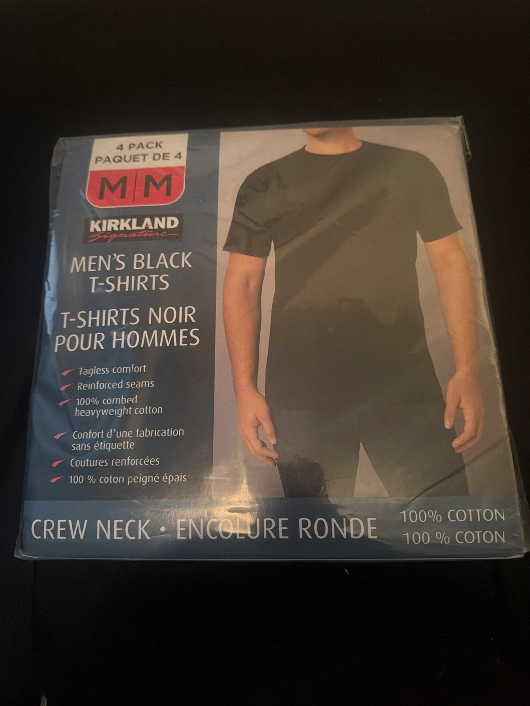 Kirkland Signature Men's Black T-Shirts - Medium (4 Pack)