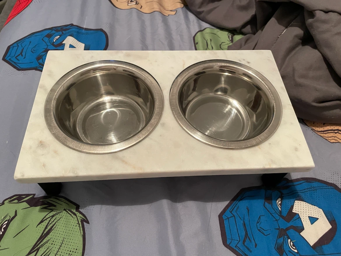 Marble Raised Cat/Small Dog Bowls