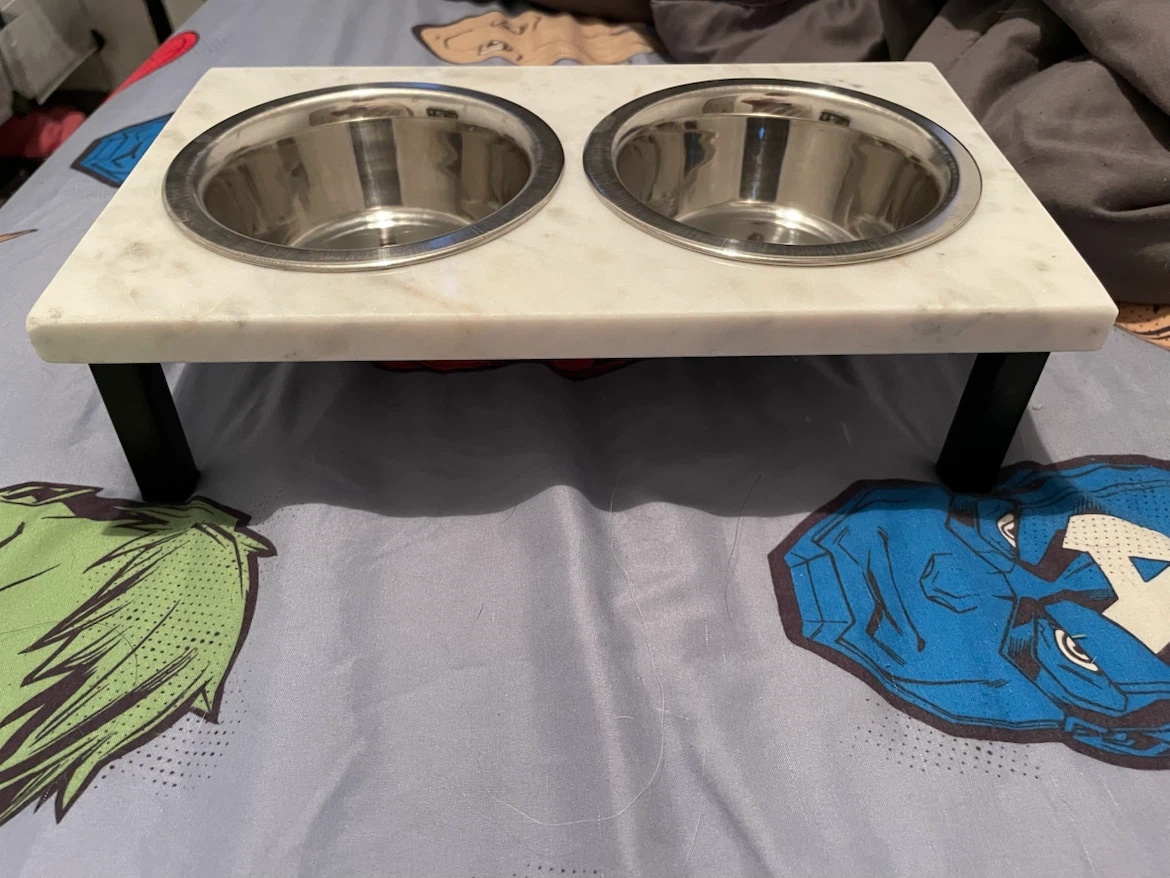 Marble Raised Cat/Small Dog Bowls - photo 2