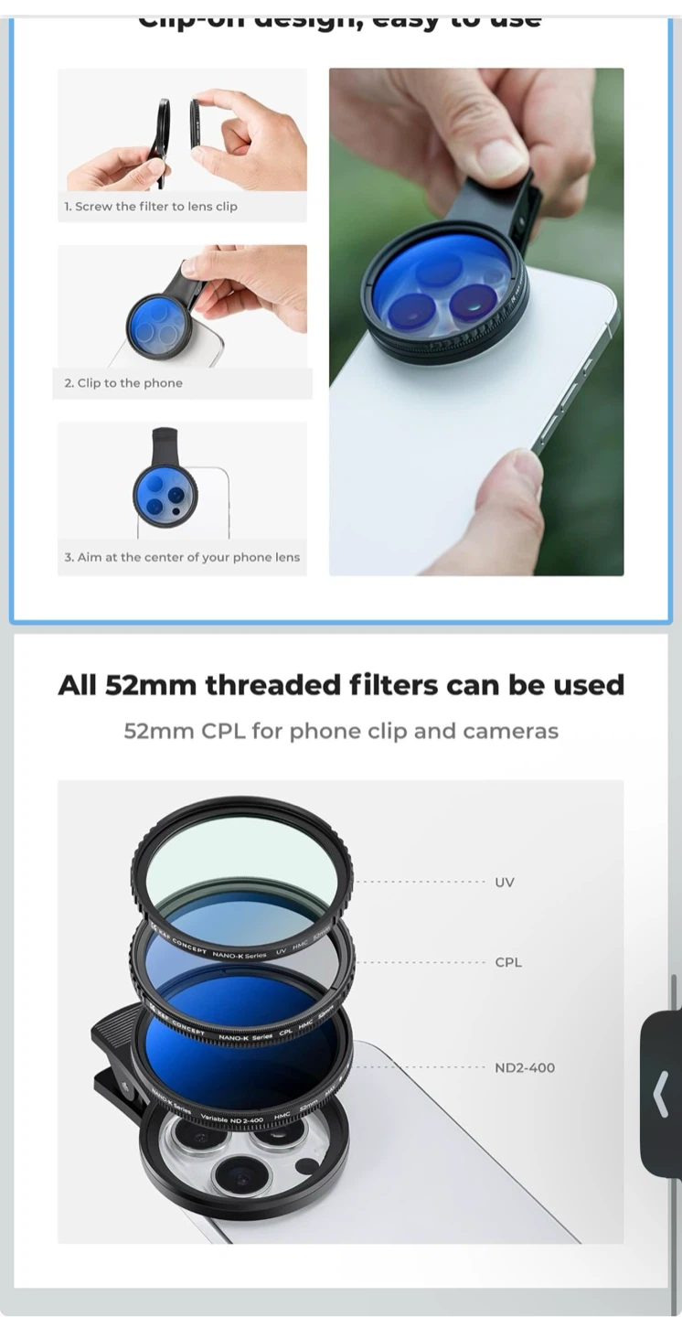 K&F Concept 52mm Clip-on Filter - photo 3