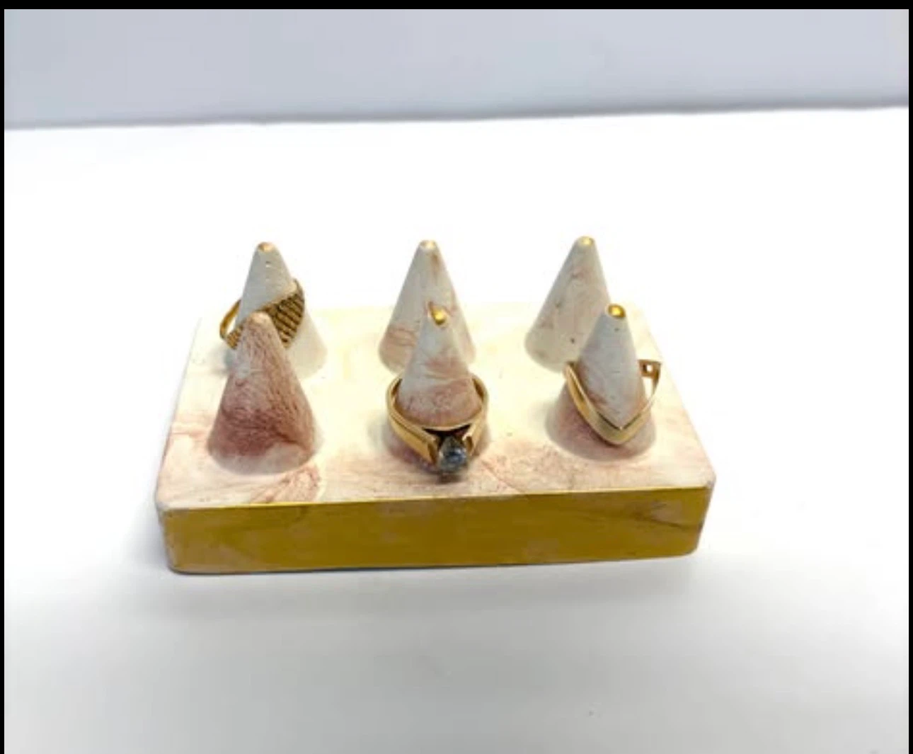 Ring Holder Display Marbled Ring Cone Tray