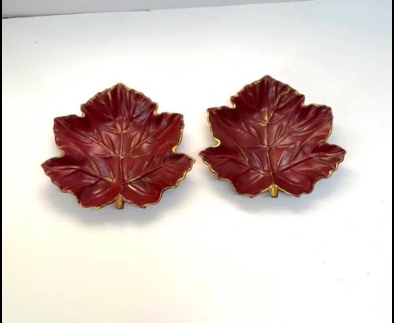 Handmade burgundy Maple Leaf Trinket Dish