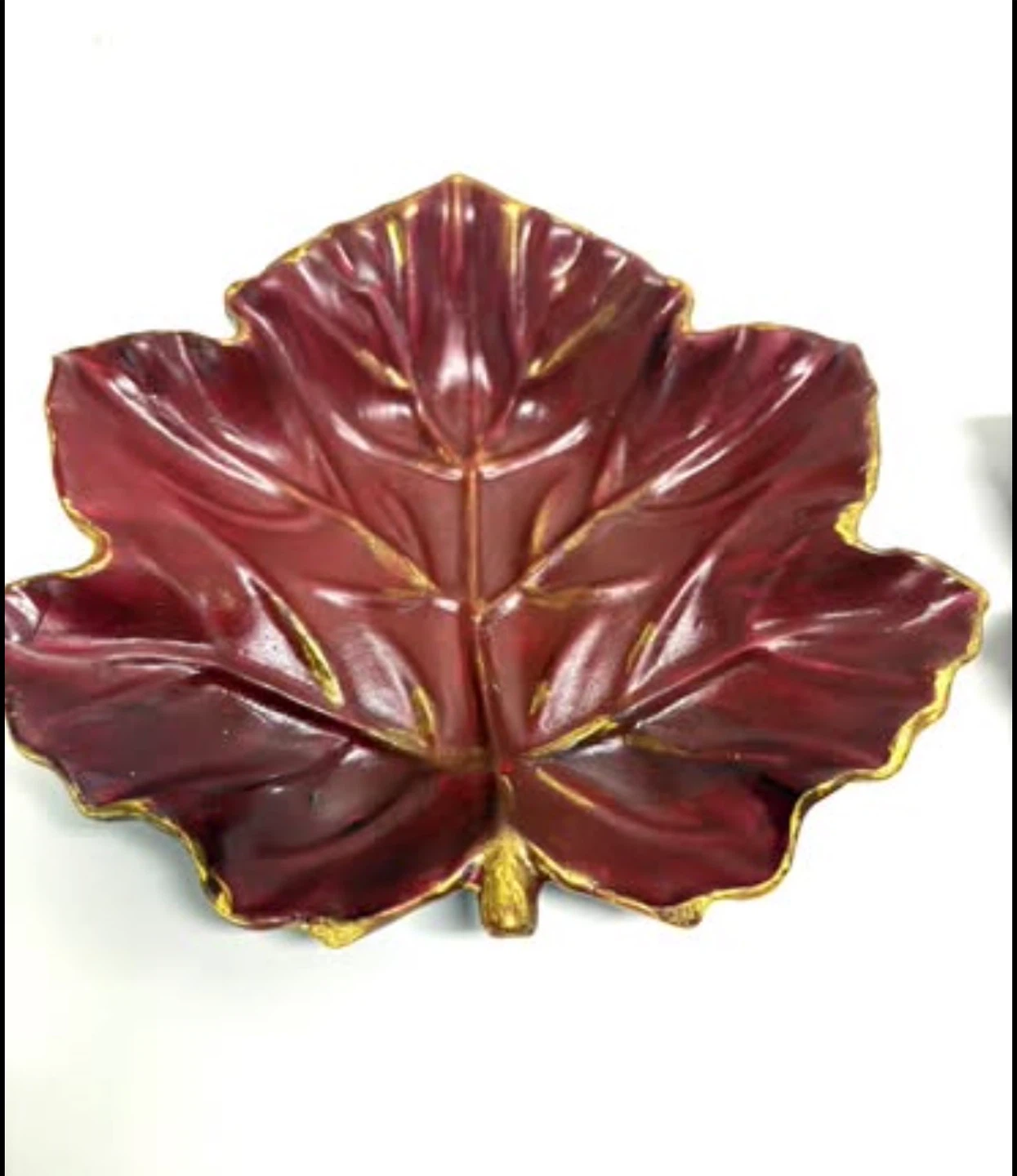 Handmade burgundy Maple Leaf Trinket Dish - photo 2